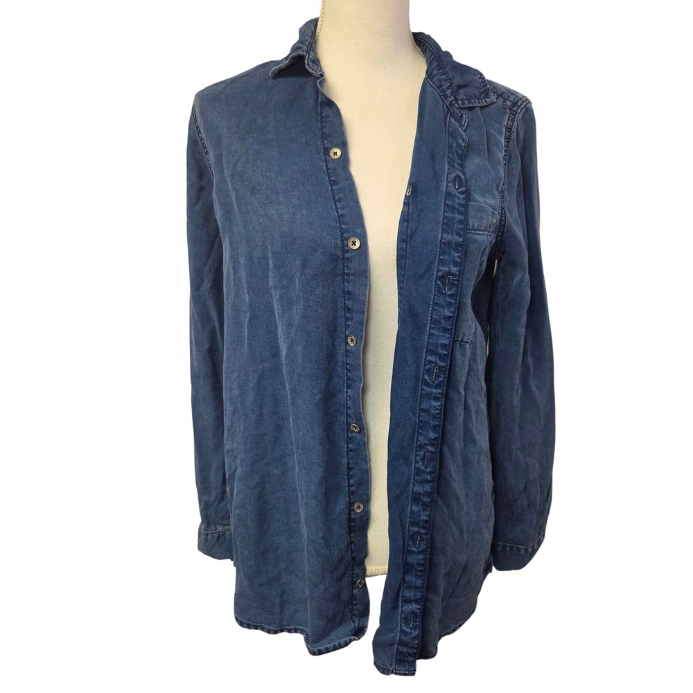 Lucky Brand Womens Blue Lyocell Soft Denim Button Down Shirt Small